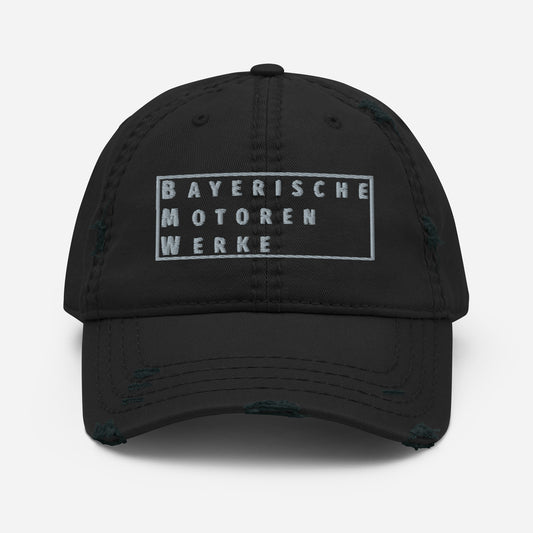 BMW BAYERISCHE MOTOREN WERKE DISTRESSED BASEBALL CAP HAT